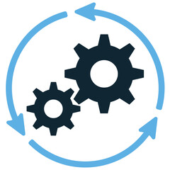 Process icon vector, representing workflow, development, and interconnected stages. Perfect for illustrating step-by-step procedures, business models, and operational sequences