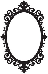 Elegant Black Ornamental Mirror Frame Design.