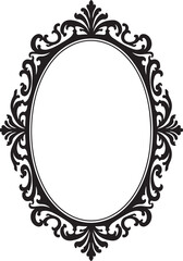 Elegant Black Ornamental Mirror Frame Design.
