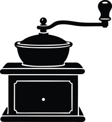 a vintage hand crank coffee grinder silhouette vector