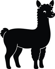 Fototapeta premium alpaca standing with tiny fluffy body silhouette vector