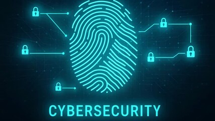 Digital representation of cybersecurity with fingerprint and padlock icons - Powered by Adobe