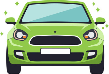 Green vector illustration of a sports car on a white background, ideal for automotive design and transport icons