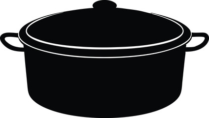 cooking pot with a lid silhouette vector