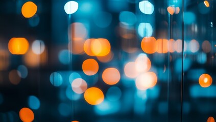 Abstract city lights bokeh through glass