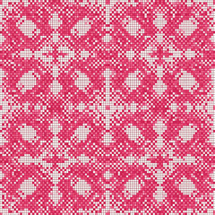 A pink and white patterned fabric with a white background