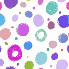 Colorful Doodle Circles on White Background