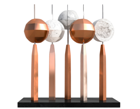 generic modern abstract decor sculpture in deferent chrome cement stone rose gold transparent background. - Powered by Adobe