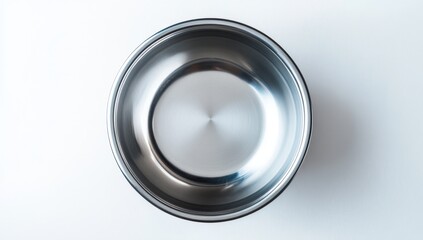Empty stainless steel bowl on white background (2)