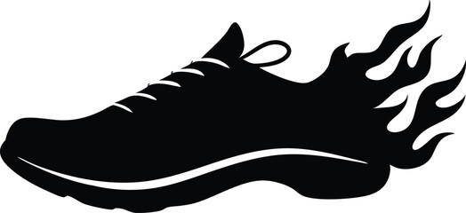  fiery running shoes silhouette vector