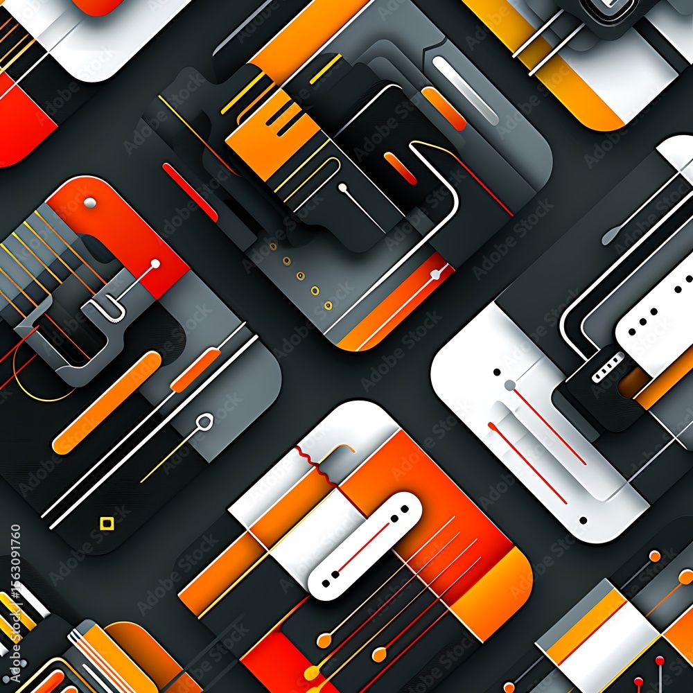 Poster Dynamic interplay of abstract geometric forms creating a modern visual experience design