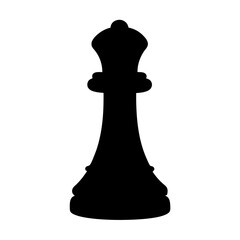 Black silhouette of chess queen piece on a white background illustration