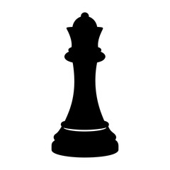 Silhouette of a Chess Queen Piece Standing Tall in Strategic Game