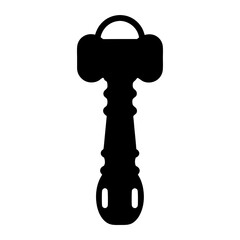 Detailed Silhouetted Vintage Key Design on White Background for Security Access