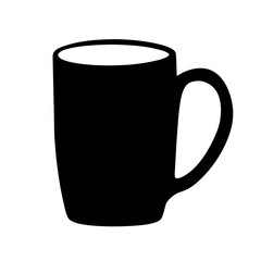 Minimalist Black and White Silhouette of a Coffee Mug Illustration