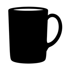 Silhouette of a sleek and modern black coffee mug against white background