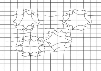 Abstract jagged starburst shapes within a grid pattern isolated on white background