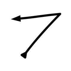 Hand drawn line arrows icons set collection. Doodle marker various curved linear arrows.