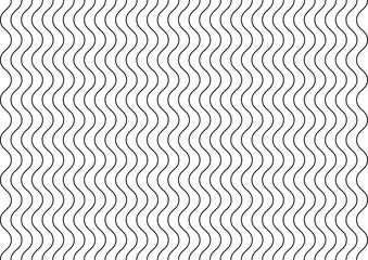 Seamless pattern of thin black wavy vertical lines isolated on white background