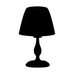 Fototapeta premium Elegant black silhouette of a classic table lamp with a lampshade