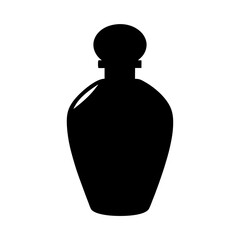 Elegant black perfume bottle silhouette with a spherical stopper design