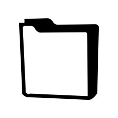 Silhouette of a simple file folder in black and white design