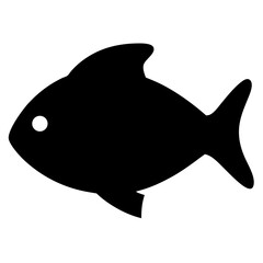Simple black and white silhouette of a fish with minimalist design