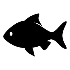 Silhouette of a generic fish swimming left on a white background design