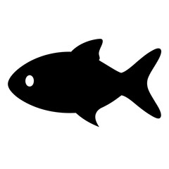 A simple silhouette of a generic fish swimming to the right side