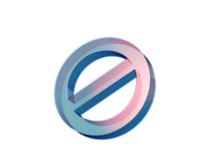 A sleek, transparent prohibition icon with a diagonal bar, symbolizing restriction. 3d illustration