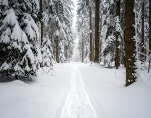 Snowy Step in a Deep Winter Forest