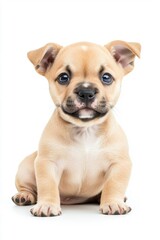 Fototapeta premium A baby Bulldog, isolate on white background, with soft fur and an adorable expression, exuding cuteness.