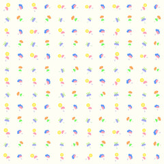 Rain cloud pattern, sun, umbrella during rain, cloudy sky, seamless vector, weather theme.