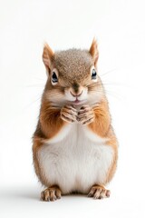 Fototapeta premium A squirrel dressed in a suit, isolate on white background, presenting a whimsical and charming appearance for special occasions.