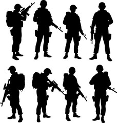 Naklejka premium military, soldiers, helicopter, army, special forces, vector bundle