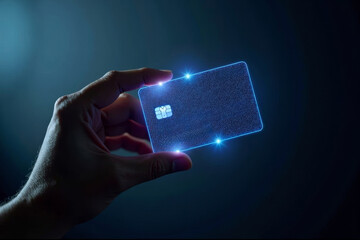 : Sleek Minimalist Photo of a Hand with Glowing Loyalty Reward Points Card