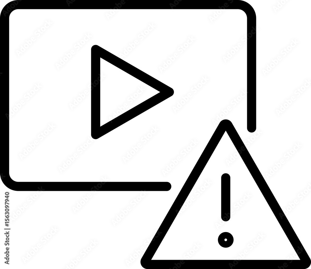 Poster video error warning alert play icon symbol triangle exclamation outlinevideo error warning icon with