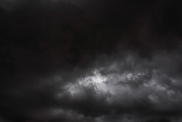 Dramatic dark storm rain clouds black sky background. Dark thunderstorm clouds rainny atmosphere....