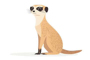 Obraz premium A flat style illustrated meerkat, isolate on white background, featuring vibrant colors and playful expressions. PNG