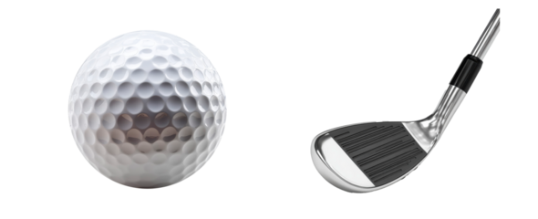 Golf club ,  golf ball, close-up showcasing detailed design and craftsmanship for enthusiasts and players