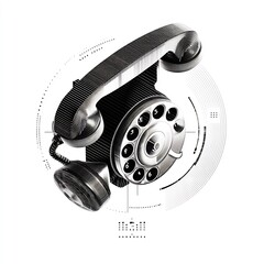 Vintage Rotary Phone with Abstract Graphic Elements