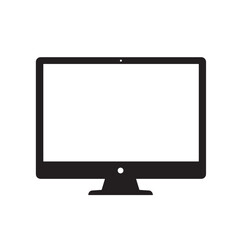 Fototapeta premium Minimalist black computer monitor vector illustration with blank screen for digital display ornament set