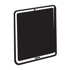 Minimalist tablet computer illustration in black and white suitable for design projects and ornament set creation