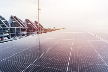 Solar panel and Cooling towers, Chillers, Induced draft cooling towers, Solar power on rooftop of...