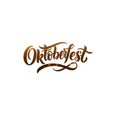 Oktoberfest typography logo design in brown script with decorative elements