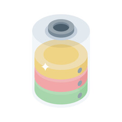An eye-pleasing isometric icon showing power cell battery