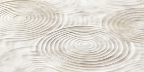 Fototapeta premium Elegant circular patterns on a textured sandy surface, creating a serene and calming atmosphere. The soft hues evoke tranquility and harmony, perfect for peaceful themes.