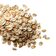 A pile of raw oat grains isolated on transparent background, a nutritious breakfast