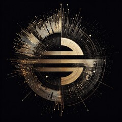 Abstract Golden Burst Design on Black Background