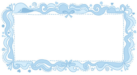 Elegant blue border vector illustration for cards and invitations with whimsical design elements